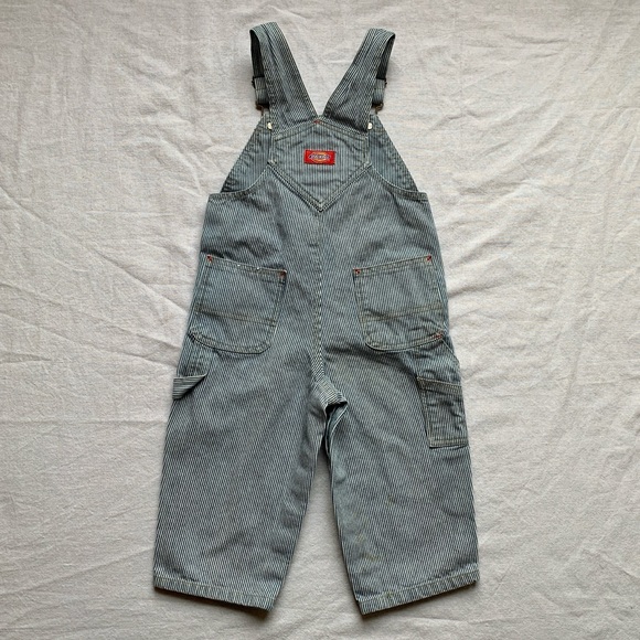 Vintage Dickies 100% Cotton Hickory Railroad Engineer Blue Striped Overalls 24M - Picture 2 of 12